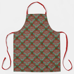 Delantal Apron de impresión rojo y verde navidad