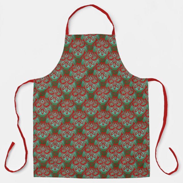 Delantal Apron de impresión rojo y verde navidad (Anverso)