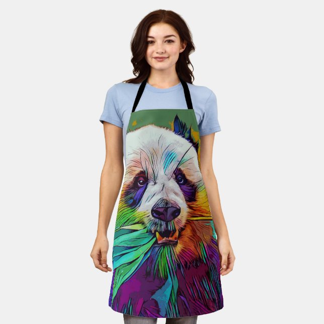 Delantal Apron de impresión todo en arco iris panda (Gastado)