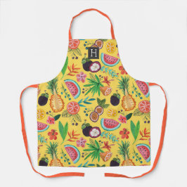 Delantal Apron de impresión todo sobre amarillo de fruta tr