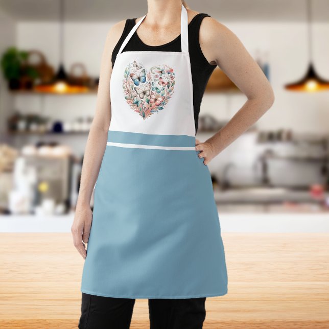 Delantal Apron de impresión todo sobre azul cardíaco blanco (Subido por el creador)