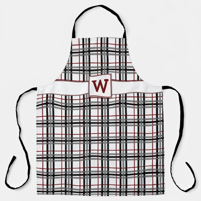 Delantal Apron de impresión todo sobre blanco y rojo negro (Anverso)