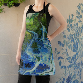 Delantal Apron de impresión todo sobre Blue Green Swirl