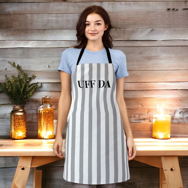 Delantal Apron de impresión todo-sobre de Gray Uff Da (Have a little fun in the kitchen with this expressive apron)