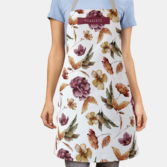 Delantal Aprón de impresión todo sobre floral otoño (Fall Floral All-Over Print Apron by Painted Paperie
)