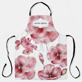 Delantal Aprón de impresión todo-sobre FLORAL POPPY UNISEX