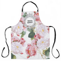 Aprón de impresión todo-sobre FLORAL ROSA GARDEN U