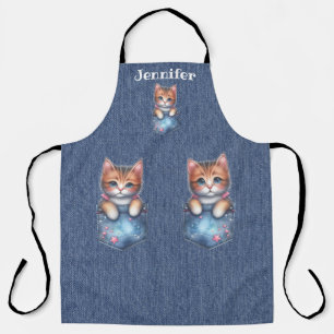 Delantal Apron de impresión todo sobre gato con nopa rosa y