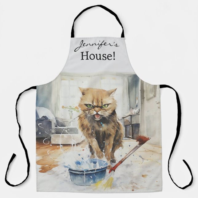 Delantal Apron de impresión todo sobre gato enojado sarcást (Anverso)