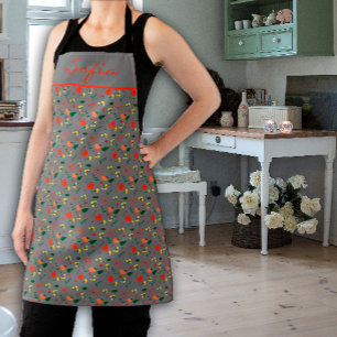 Delantal Apron de impresión todo sobre gris con motivos de 