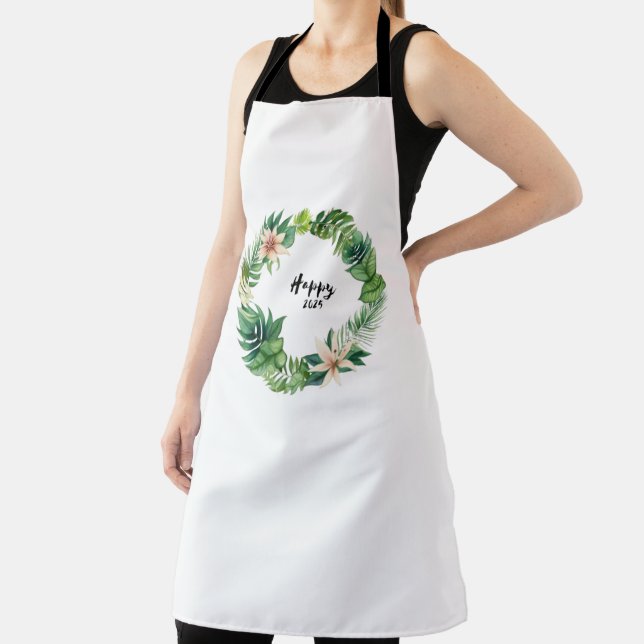 Delantal Aprón de impresión todo sobre Happy2025Wreath (in situ)