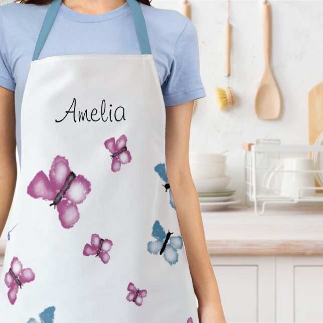 Delantal Apron de impresión todo sobre mariposa personaliza (Whip another masterpiece in this pretty personalised apron.)