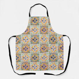 Delantal Apron de impresión todo sobre mosaico azul-verde-n