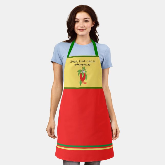 Delantal Apron de impresión todo-sobre mostaza de pimientos (Gastado)