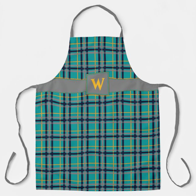 Delantal Apron de impresión todo sobre Naranja y azul (Anverso)
