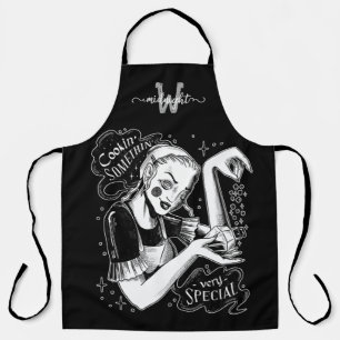Delantal Apron de impresión todo sobre negro monograma bruj