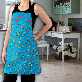 Delantal Apron de impresión todo sobre turquesa con motivos