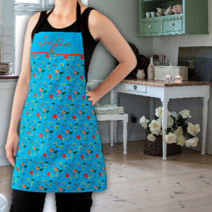 Delantal Apron de impresión todo sobre turquesa con motivos