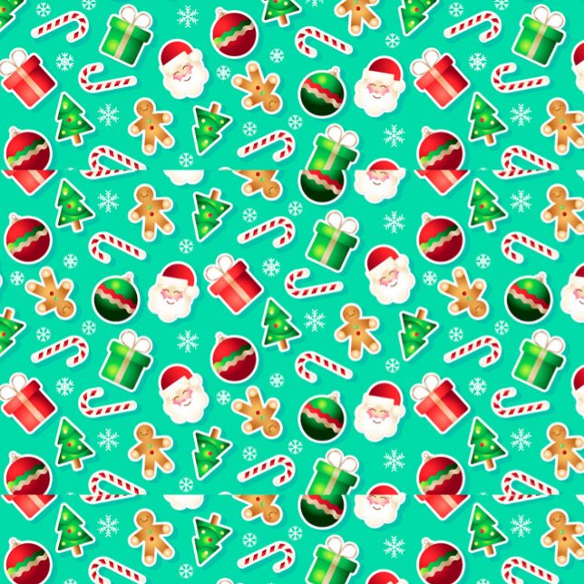 Delantal Apron de impresión todo sobre vacaciones, apron me (A vibrant holiday themed pattern featuring Santa Christmas trees, gifts, and gingerbread cookies. )