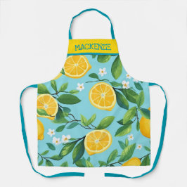 Delantal Apron de impresión turquesa personalizada de limón