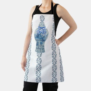 Delantal Apron de jengibre blanco y azul a rayas