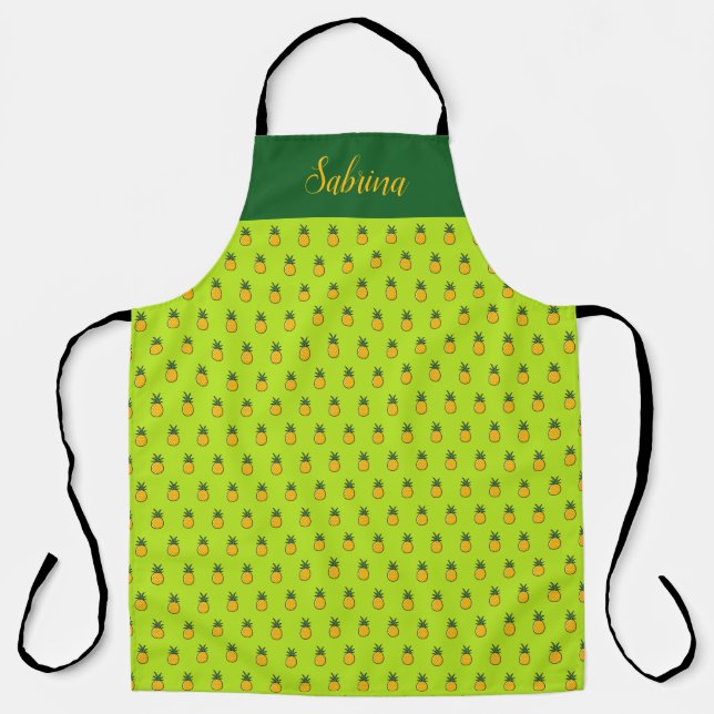 Delantal Apron de la cocina tropical de la piña personaliza (Anverso)
