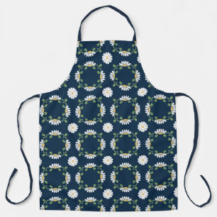 Delantal Apron de la marina y la margarita blanca