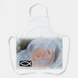 Delantal Apron de la rosa blanca envuelta en el cielo
