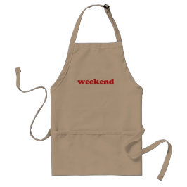 Delantal apron de letras rojas de "fin de semana"