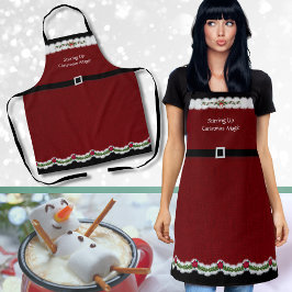 Delantal Apron de los Navidades Cute Red Santa Suit