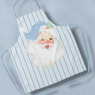 Delantal Apron de los Navidades Winking de Vintage azul en 