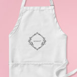 Delantal Apron de mamá con diseño floral delicado<br><div class="desc">¿Buscando un regalo especial para mostrar su aprecio por su madre en el Día de la Madre? No hay más que mirar este delantal blanco personalizado, personalizado con el texto de su elección rodeado por un delicado diseño floral negro. Diseñado con materiales duraderos de alta calidad, este delantal está diseñado...</div>