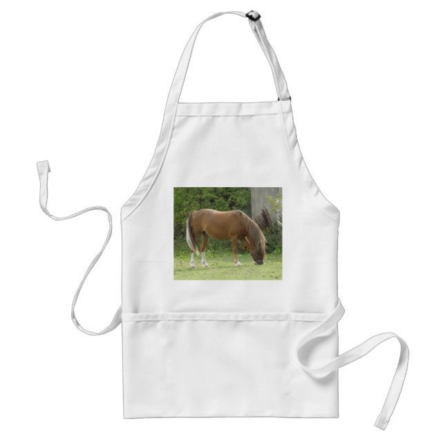 Delantal Apron de manitas de caballo marrón castaño (Frente)