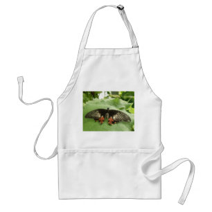 Delantal Apron de mariposa dorada y rojo negro bonito