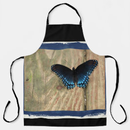 Delantal Apron de mariposa negra y azul bonito