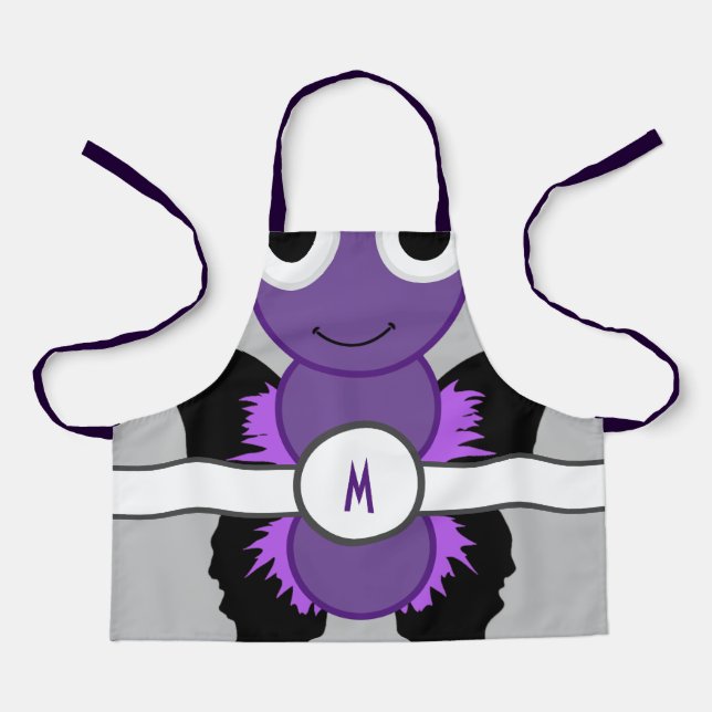 Delantal Apron de mariposa rosada monogramada (Anverso)