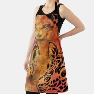 Delantal Apron de mujer africana y jirafa