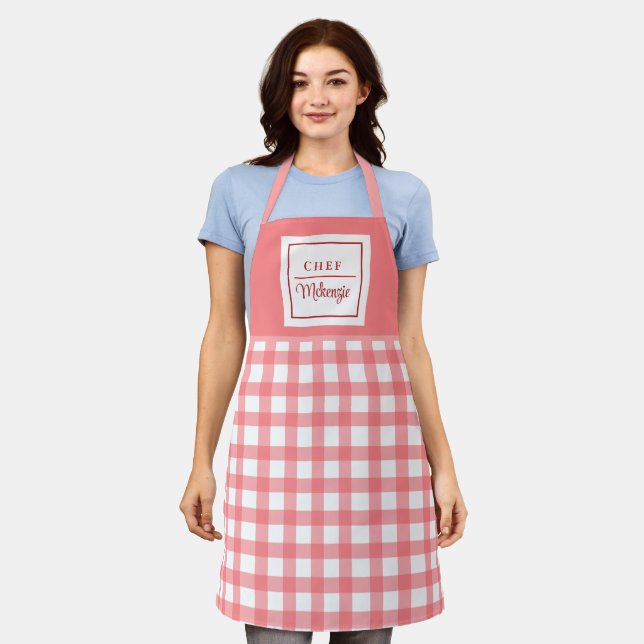 Delantal Apron de mujeres con control rosa personalizado (Gastado)