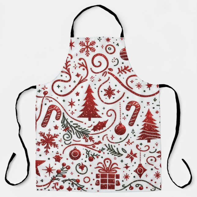 Delantal Apron de Navidades blancos rojos (Anverso)