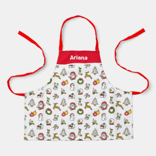 Delantal Apron de Navidades cortos, dibujos de Navidades ro