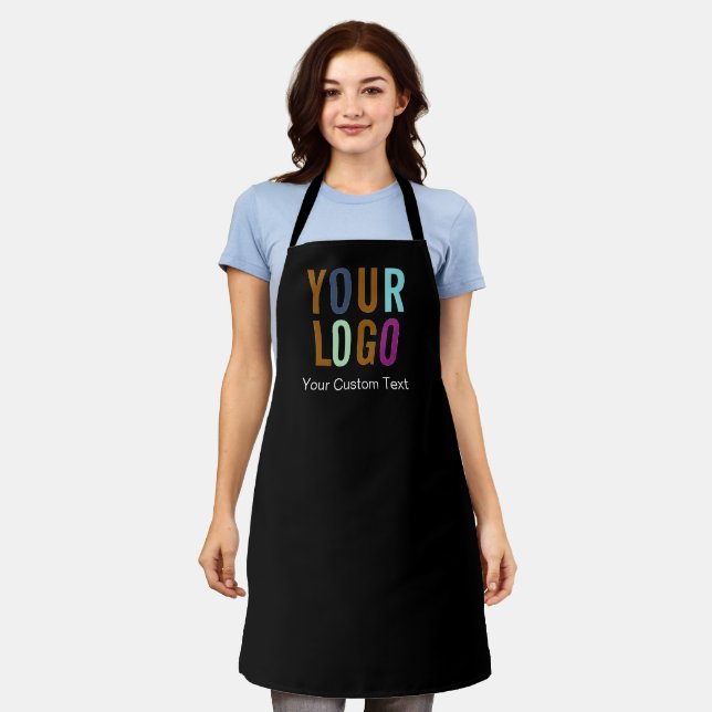 Delantal Apron de negocios de Personalizado negro con logot (Gastado)