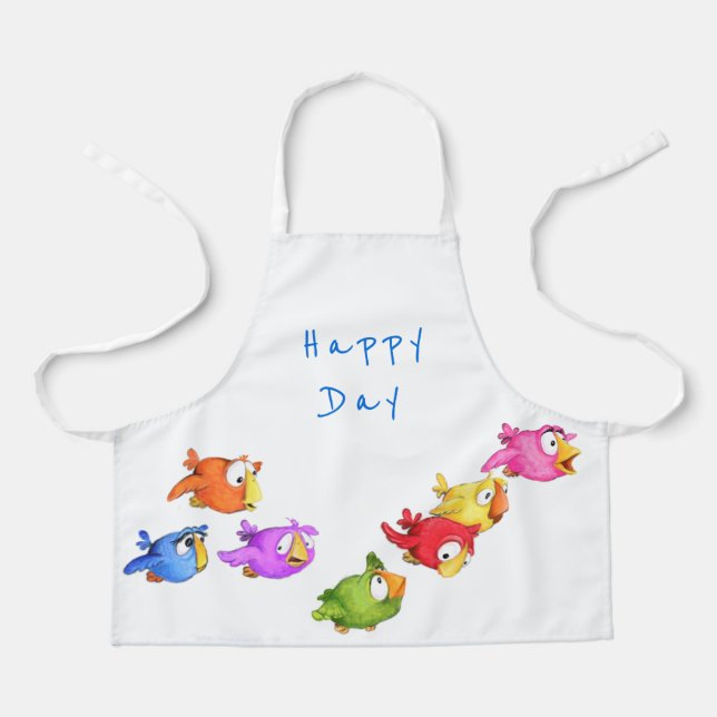 Delantal Apron de niño con pájaros coloridos - texto Person (Anverso)