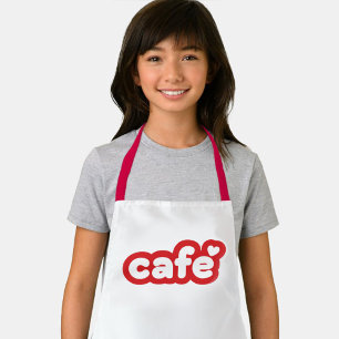 Delantal Apron de niños rojos con letra "Café"