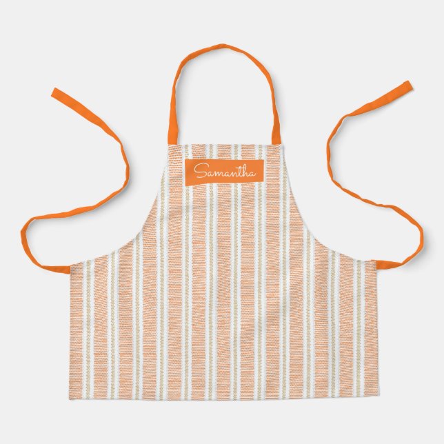 Delantal Apron de nombre personalizado de naranja con banda (Anverso)