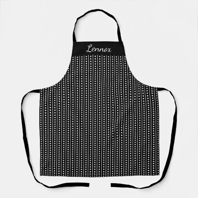 Delantal Apron de nombre personalizado de puntos y bandas (Anverso)