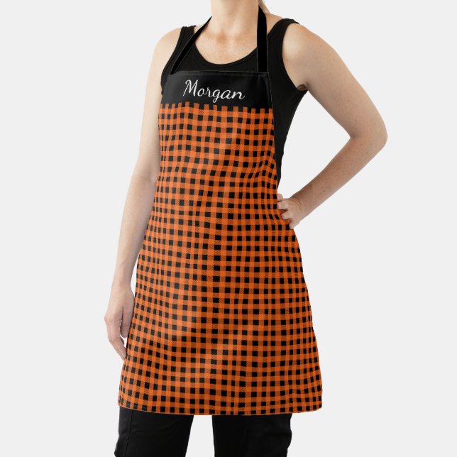 Delantal Apron de nombre personalizado naranja y negro (in situ)