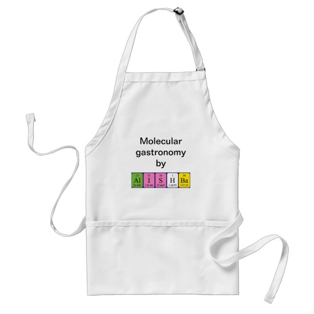 Delantal Apron de nombres de tabla periódica de Alishba (Frente)
