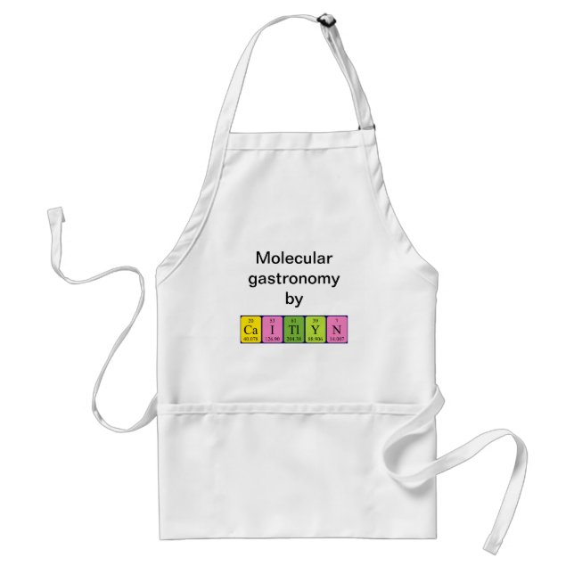 Delantal Apron de nombres de tabla periódica de Caitlyn (Frente)