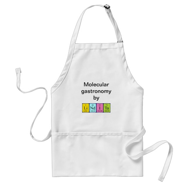 Delantal Apron de nombres de tabla periódica de Lindita (Frente)