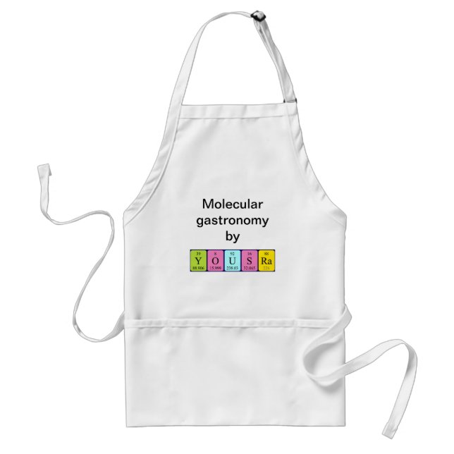 Delantal Apron de nombres de tabla periódica de Yousra (Frente)
